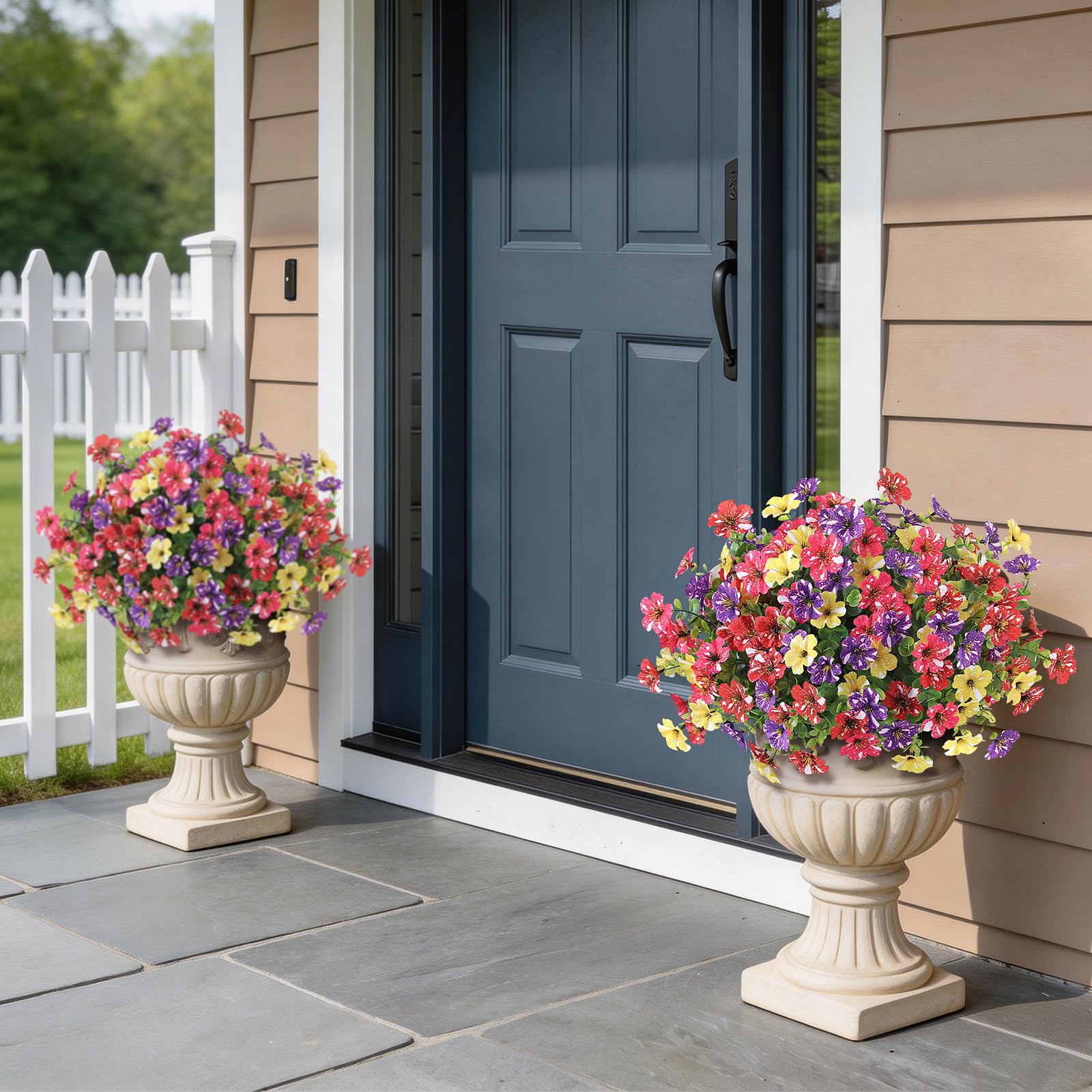 GLIDLION artificial morning glory with eucalyptus leaves for durable garden decor.