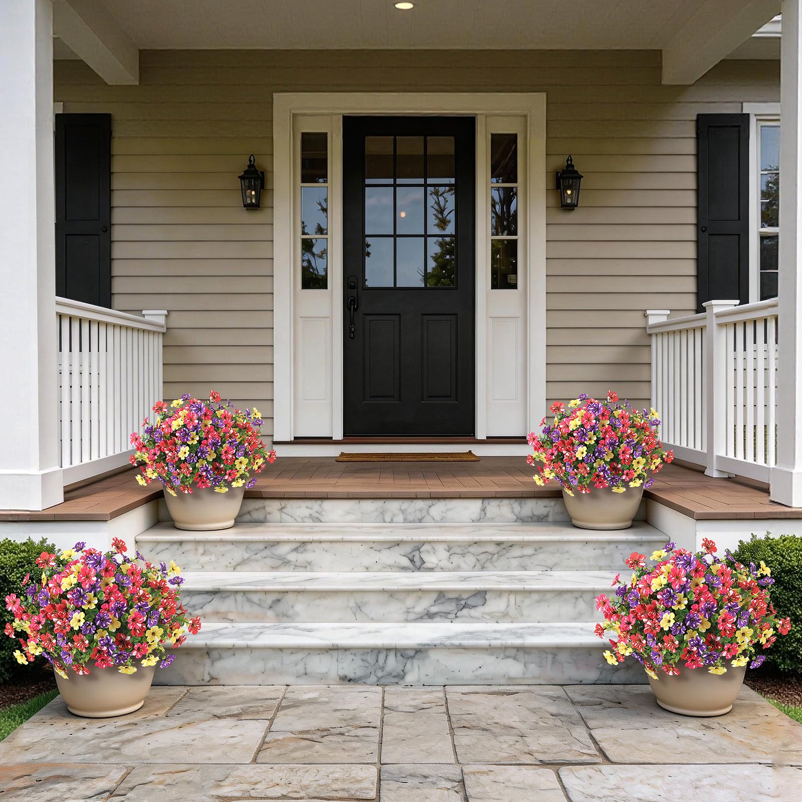 GLIDLION silk petals with eucalyptus leaves create a lifelike look.
