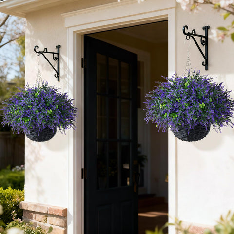 GLIDLION outdoor two-pack hanging baskets add enduring color to porches and gardens