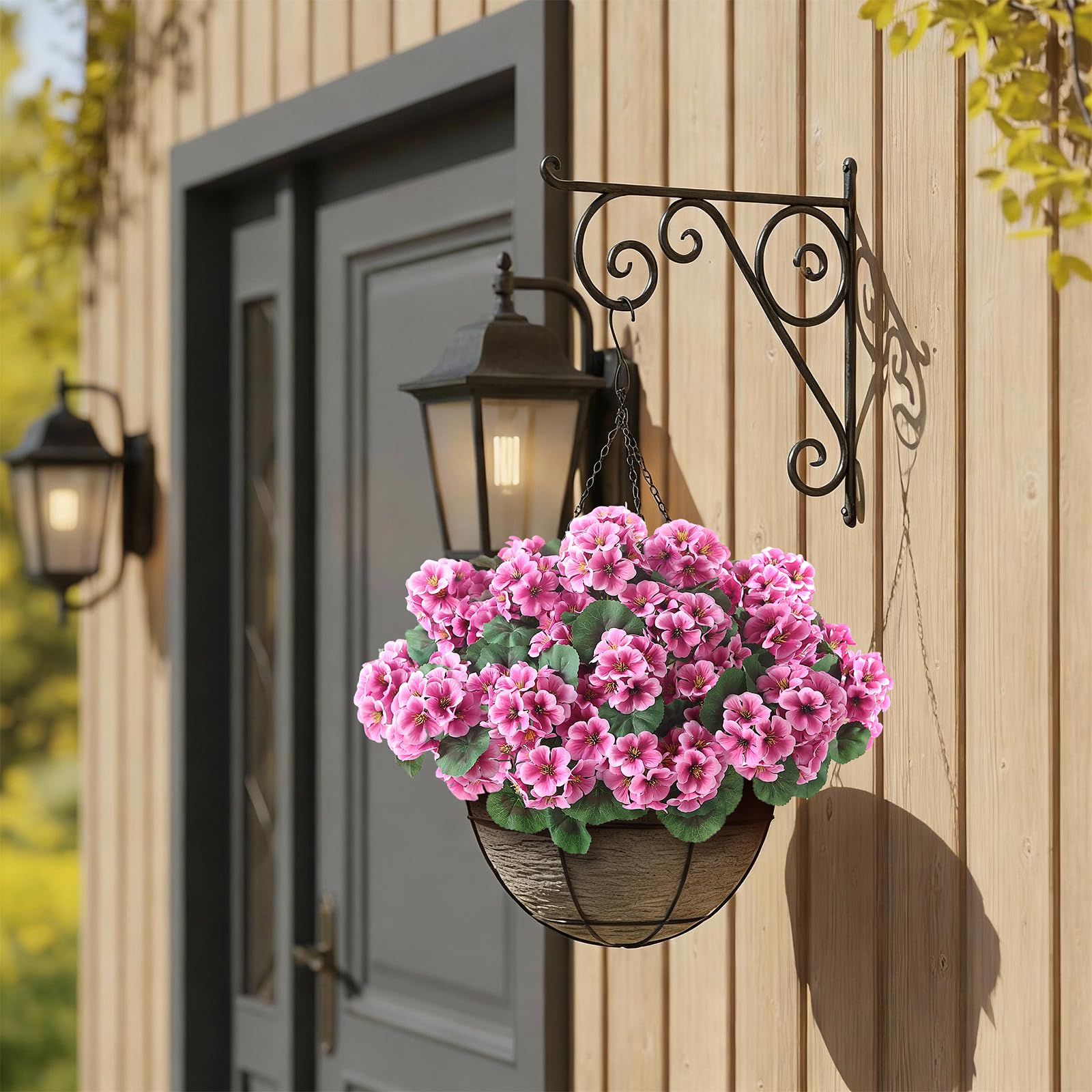 GLIDLION pink geraniums ideal for porch or balcony decor.