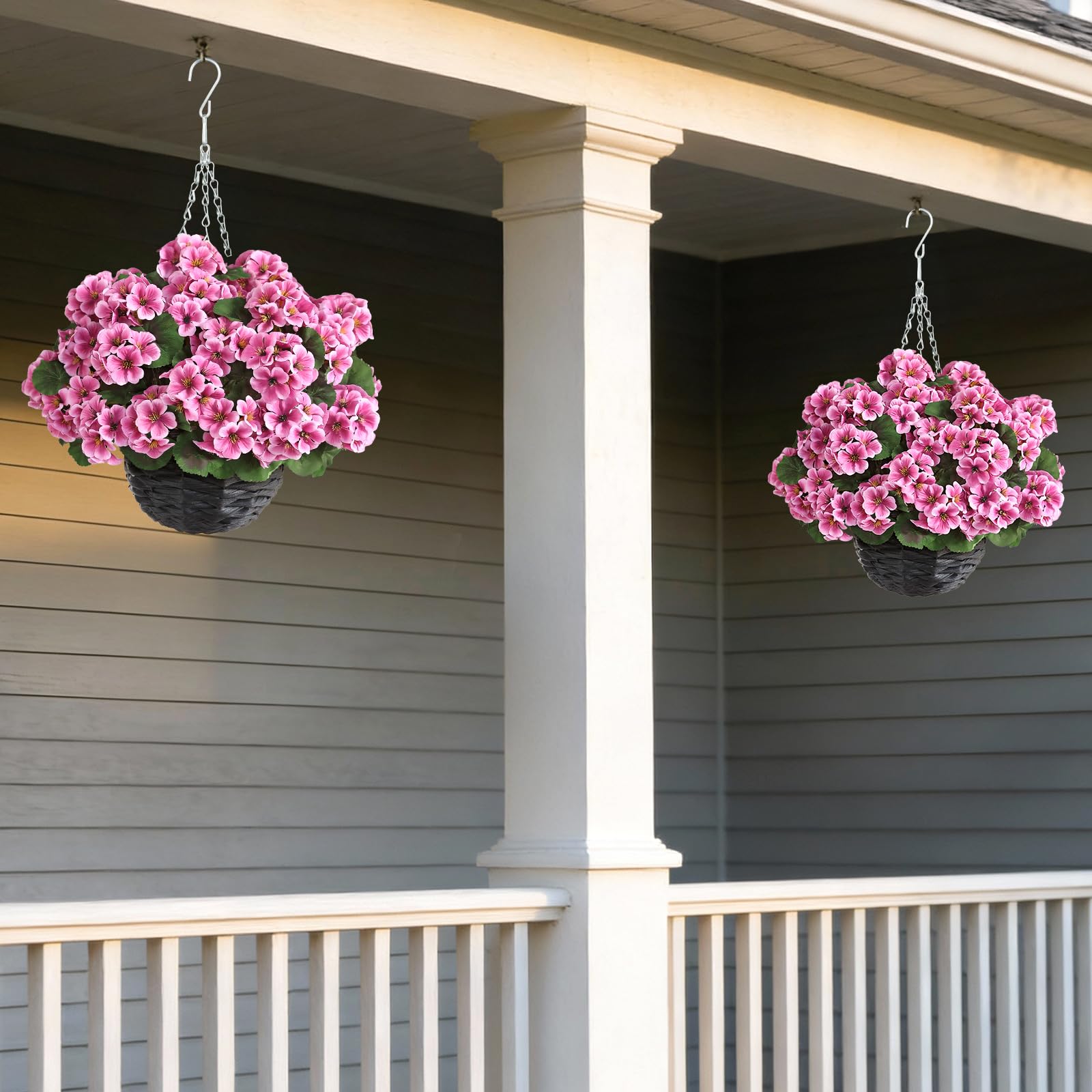 GLIDLION two-basket pink display enhances outdoor décor.