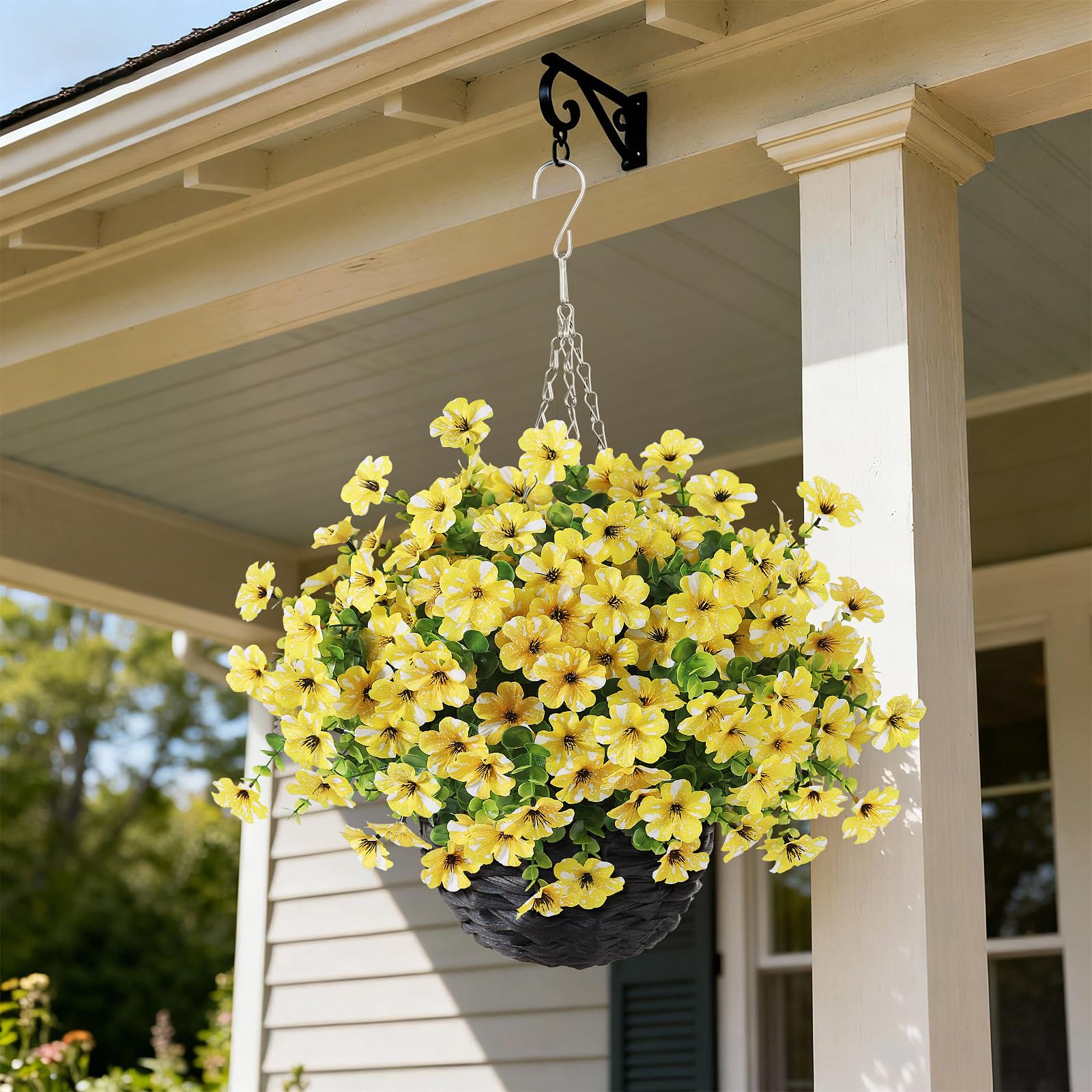 Fully assembled two-piece hanging baskets ready to hang