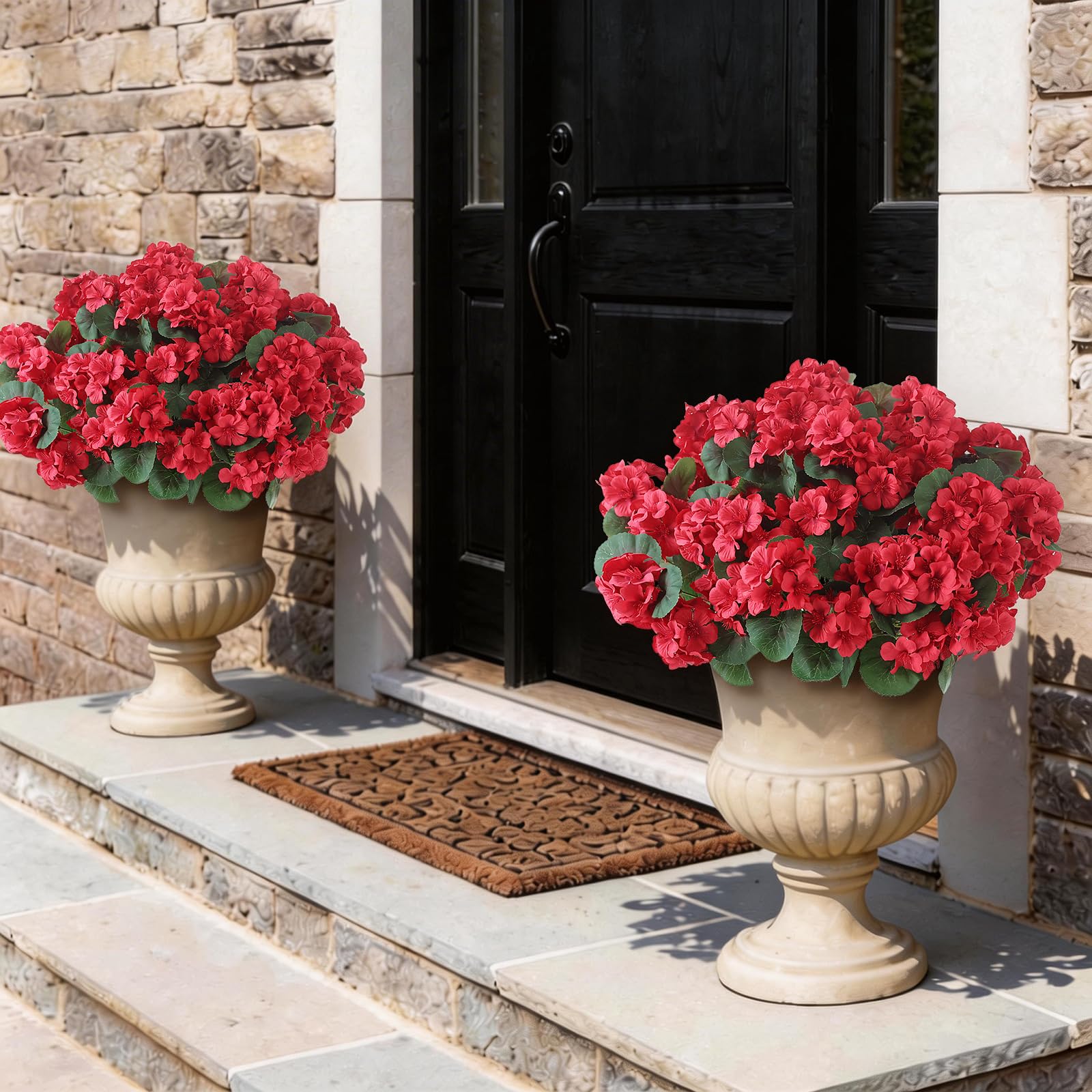 GLIDLION UV resistant silk geraniums for weatherproof outdoor decor