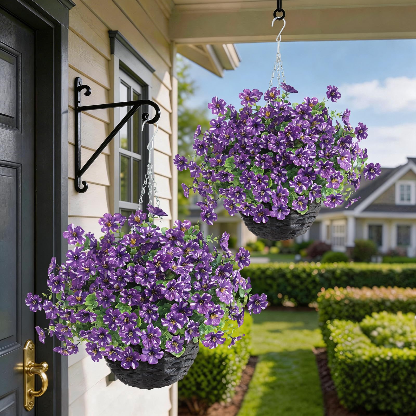 GLIDLION vibrant year-round yard decor with hanging flower baskets