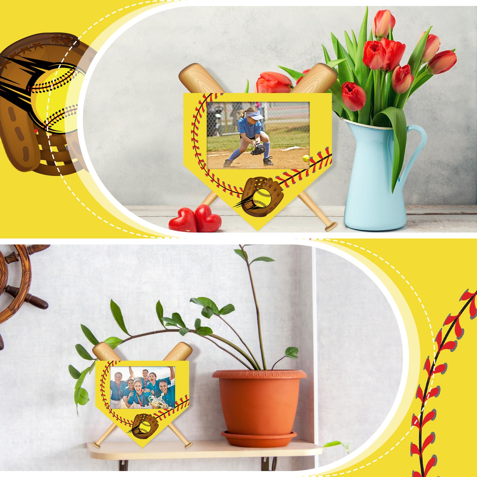 GlikCeil softball frame desk display demonstrates decorative organization for office or shelf.