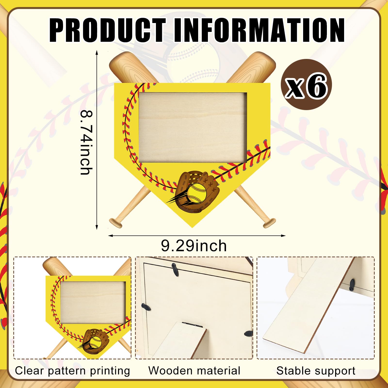 GlikCeil softball frame side view highlights compact dimensions suitable for 4x6 photos.