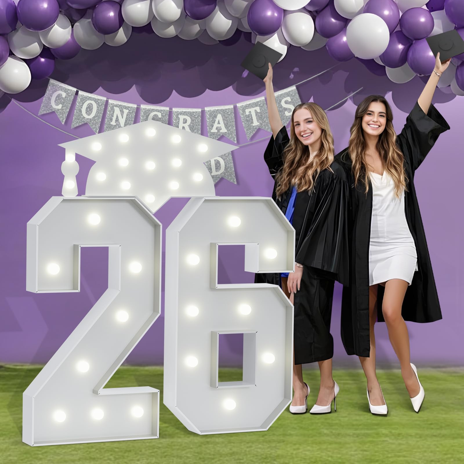 Glimmrly graduation 26 marquee numbers assembly creates a bold centerpiece for photos.