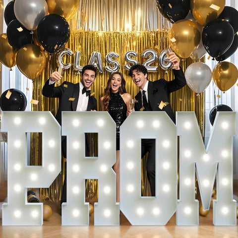 Glimmrly PROM letters 4ft backdrop brighten graduation photos for a standout vibe