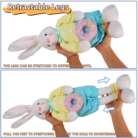 Glintoper Easter bunny couple in pastel outfits for spring tabletop decor.