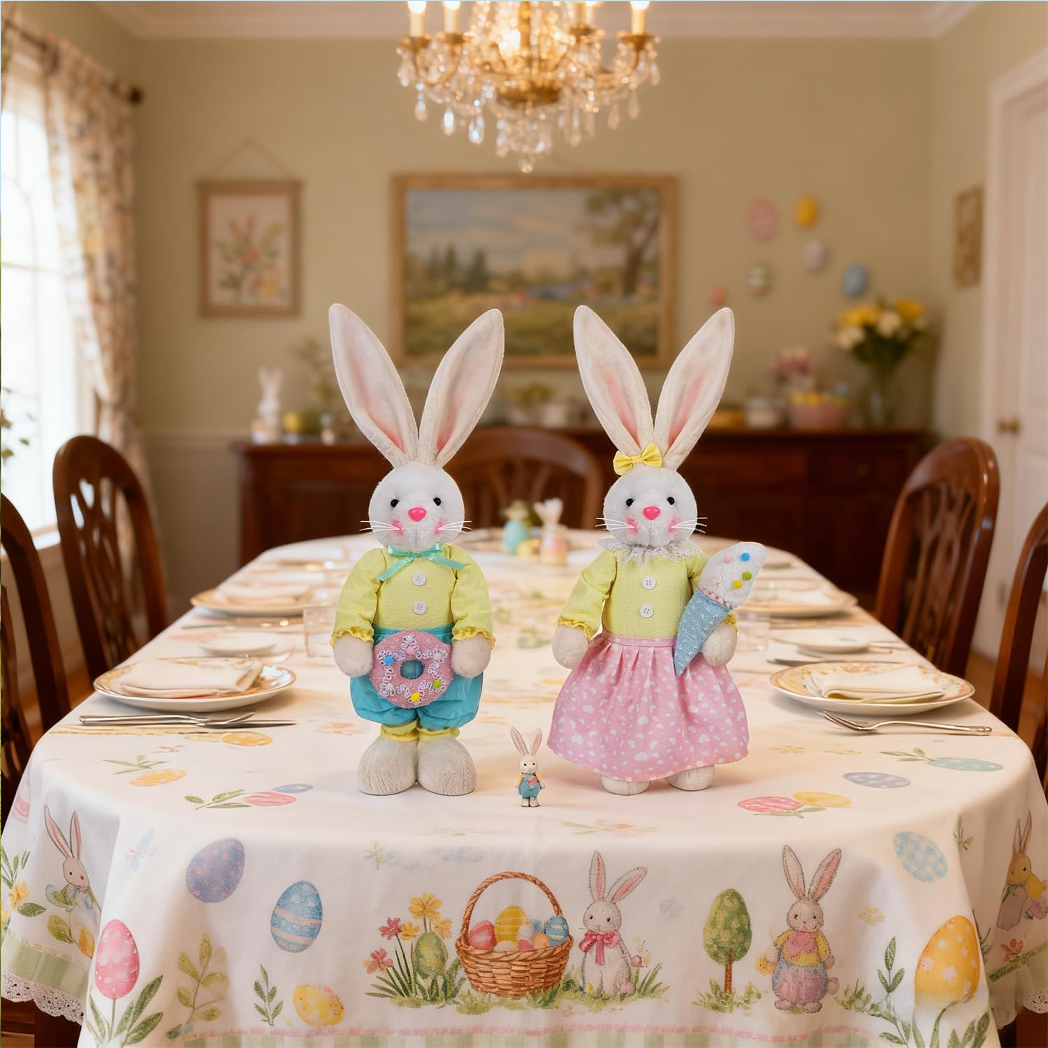 Glintoper Easter bunny at a farmhouse front door decor scene.