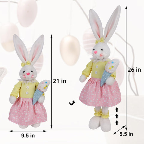 Glintoper Easter bunny stand with stretchable legs shown from the side.