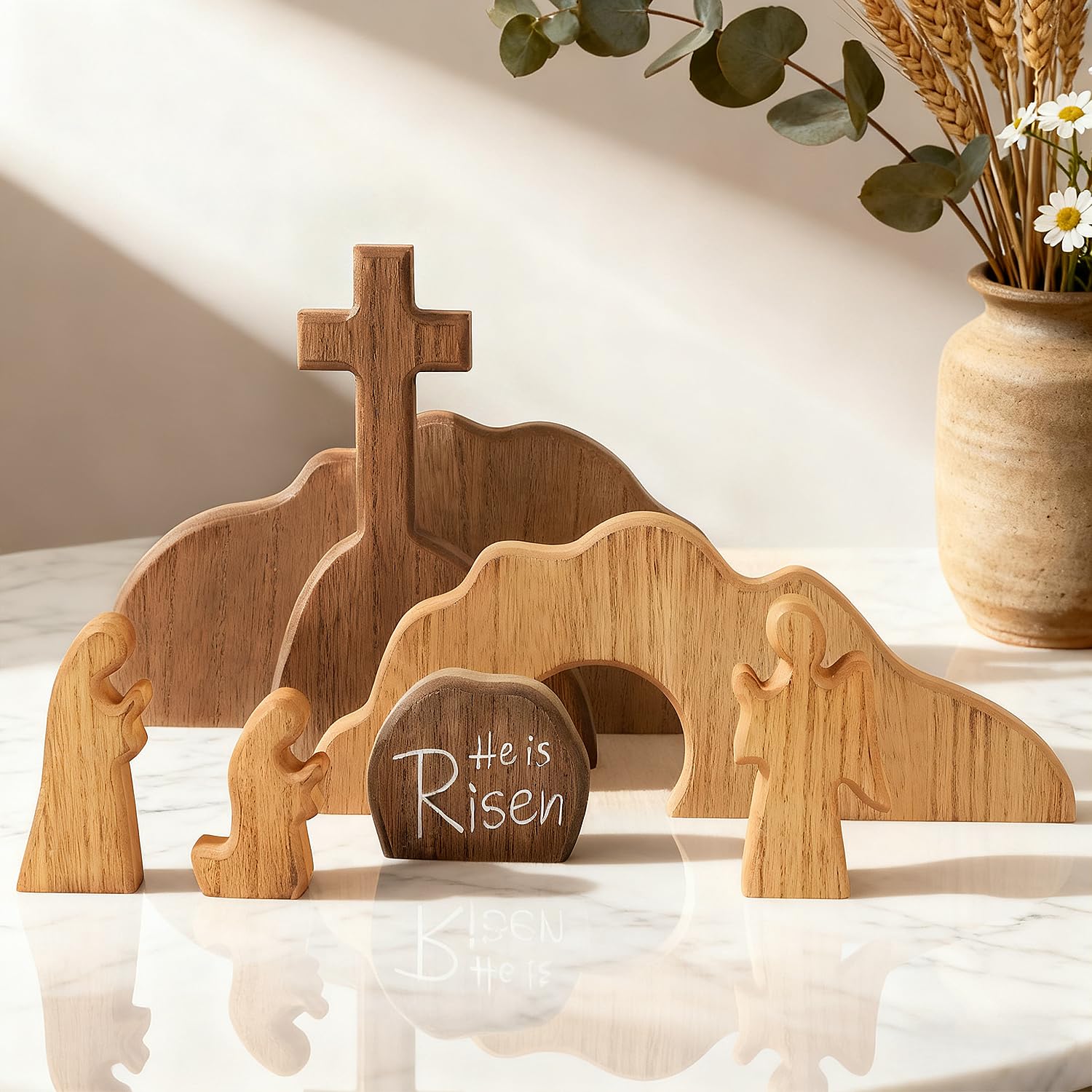 Glintoper wooden Easter decor finish offers warm, timeless appeal.