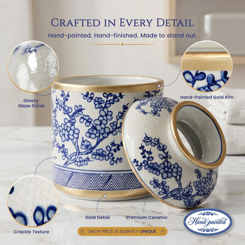 GLOBAL PRIME GOODS Round ceramic tissue holder keeps tissues neatly covered.