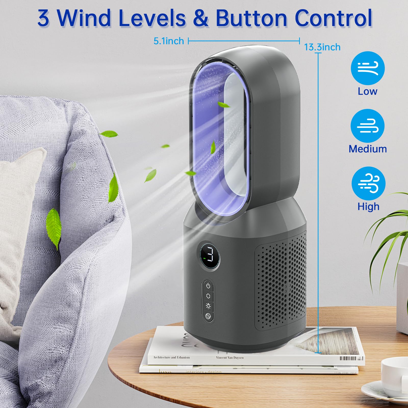 Globexis bladeless desk fan 106-degree oscillation coverage