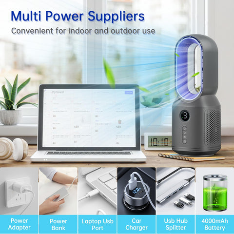 Globexis bladeless desk fan 4000mAh battery for long use
