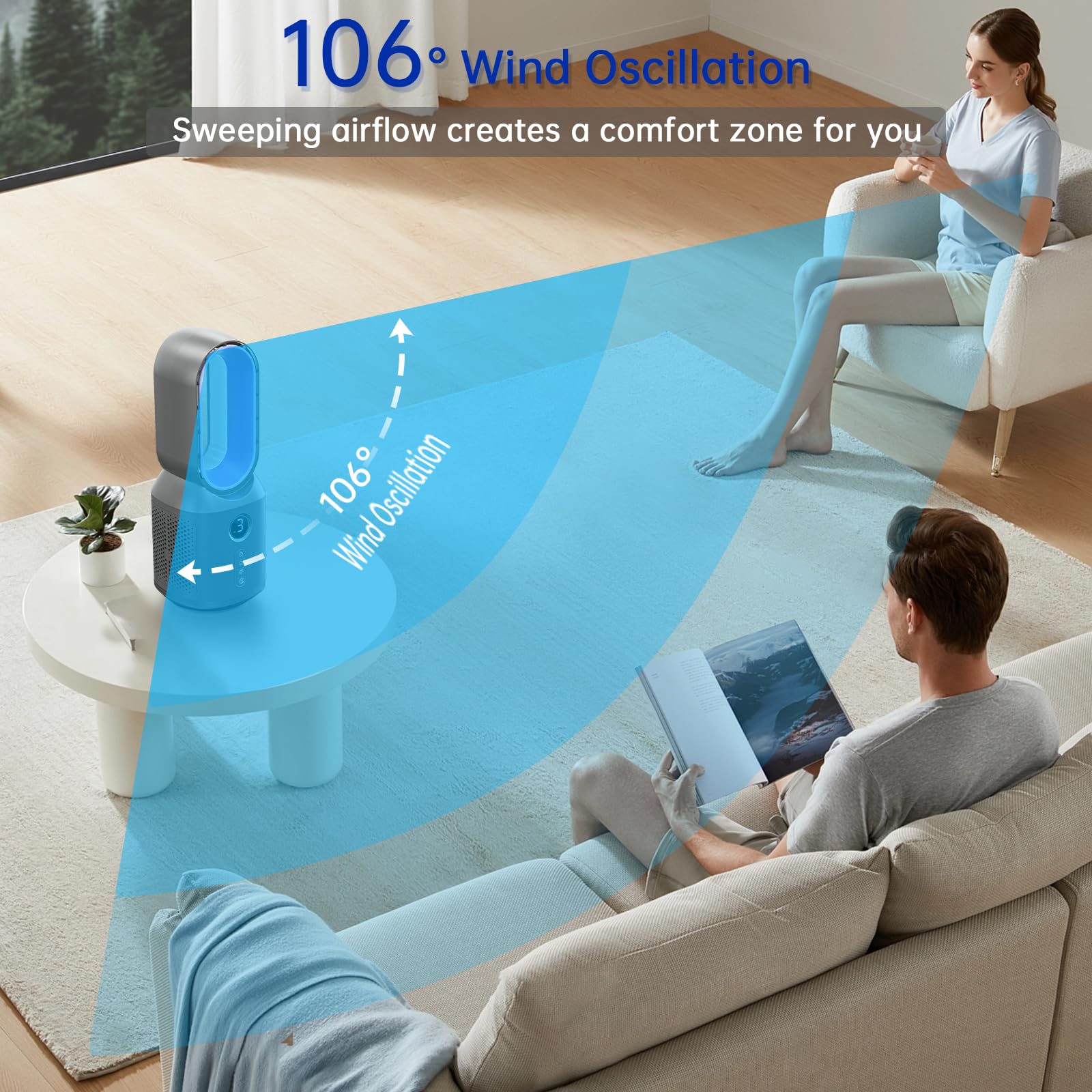 Globexis bladeless desk fan LED display for quick reference