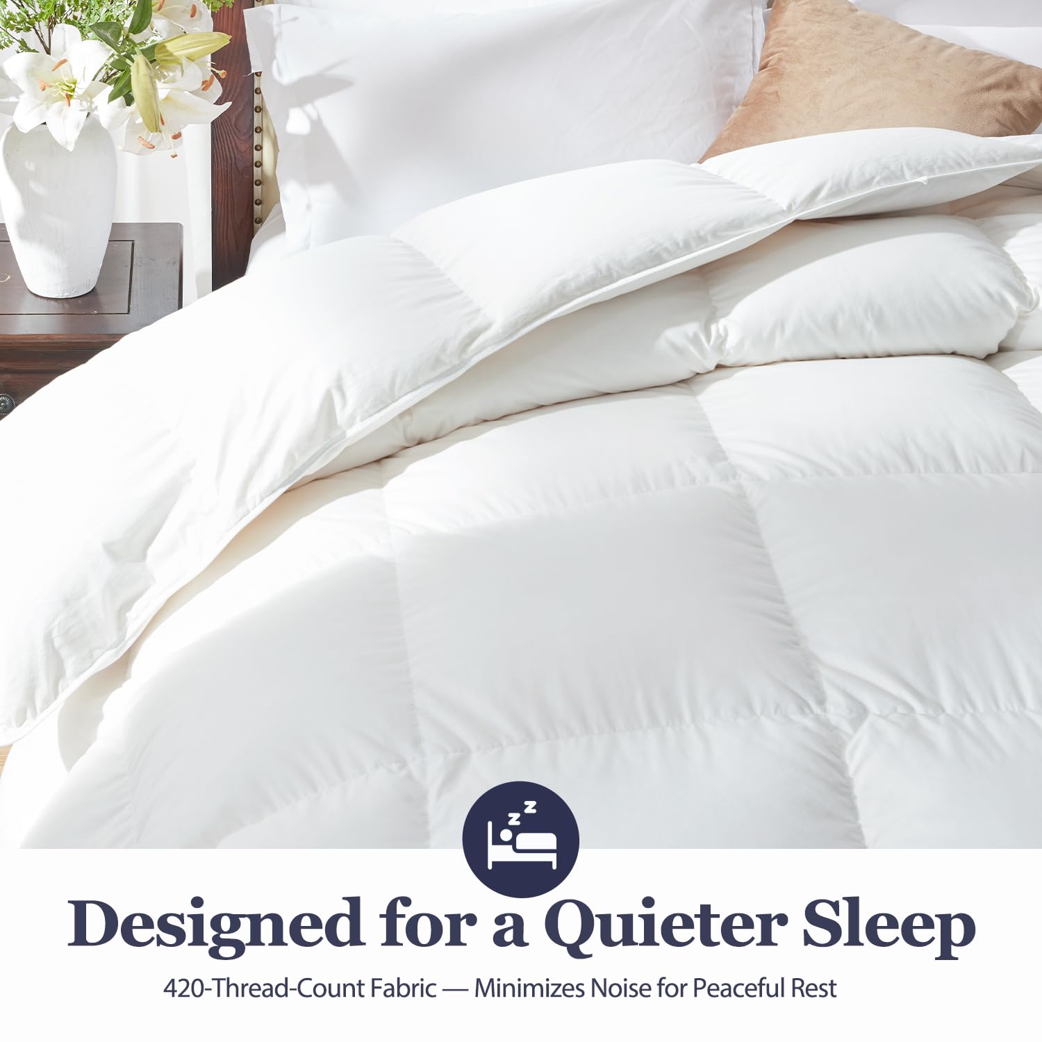 Globon noiseless organic cotton shell reducing rustle for peaceful nights