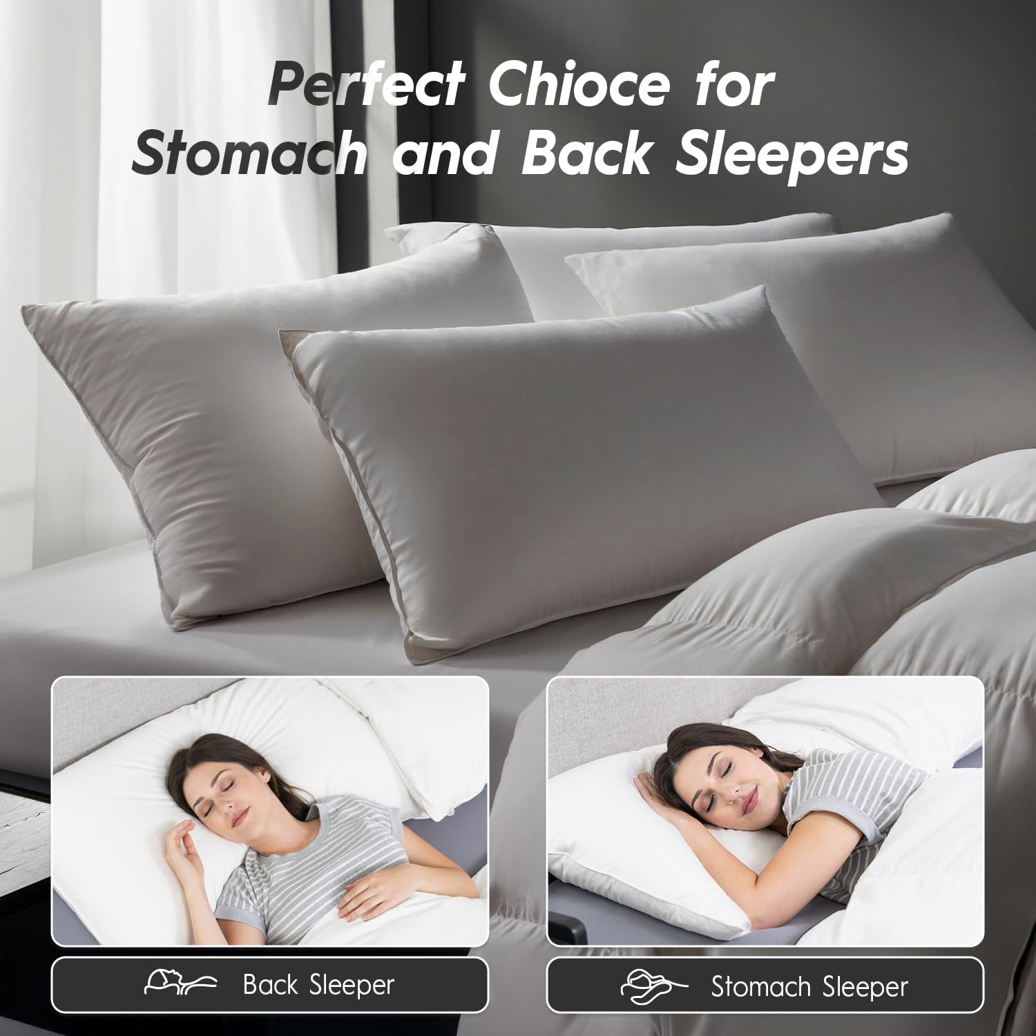 Globon Ultra Soft Down Pillow in bed demonstrates cozy, cloud-like comfort.