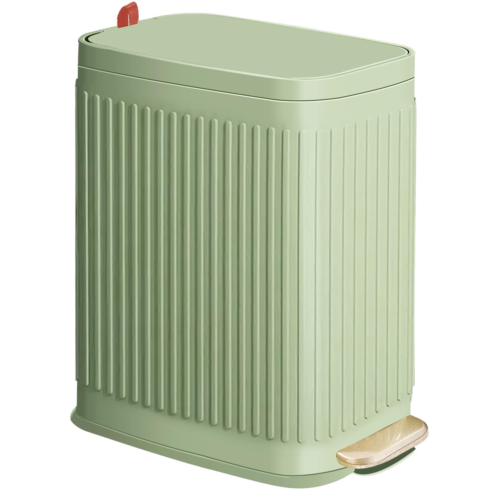 GloDeals Slim Trash Can with embossed surface adds elegance to the bathroom.