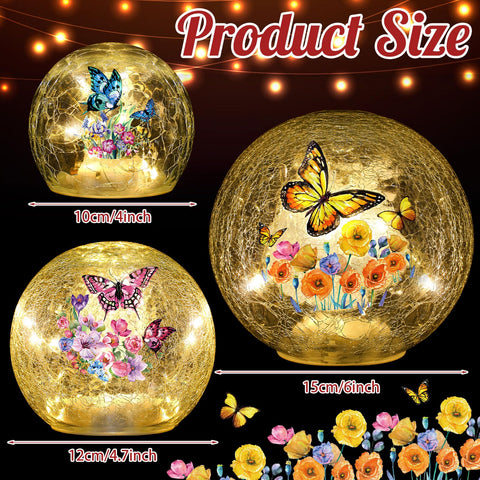 Glooglitter butterfly crackle glass ball 12cm creates layered decor with gentle illumination