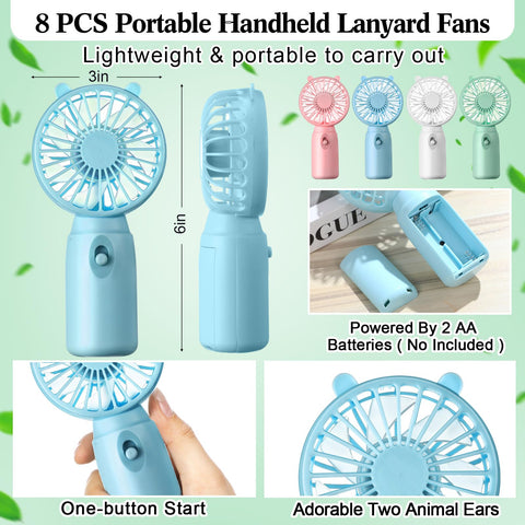 Glooglitter blue ears mini fan for travel and daily use
