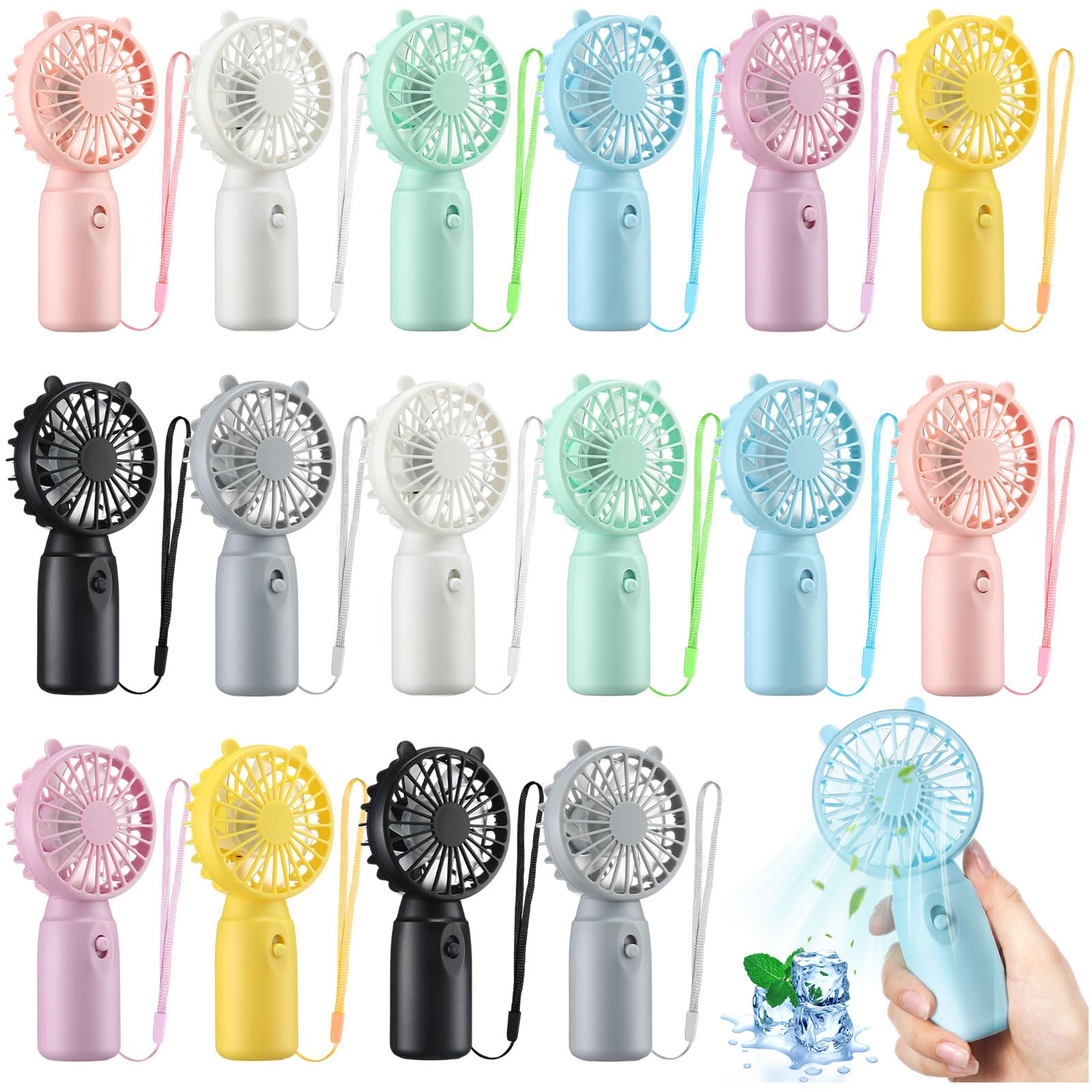 Glooglitter mini fan pink ears, portable cooling for makeup sessions