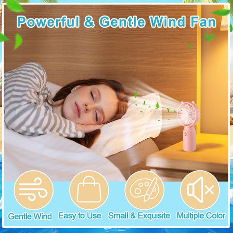 Glooglitter mini fan purple ears, quiet airflow during events