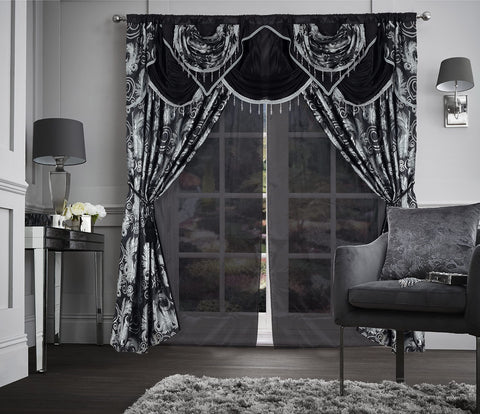 GLORY RUGS Jacquard panels with backing provide privacy and a sophisticated living room vibe.