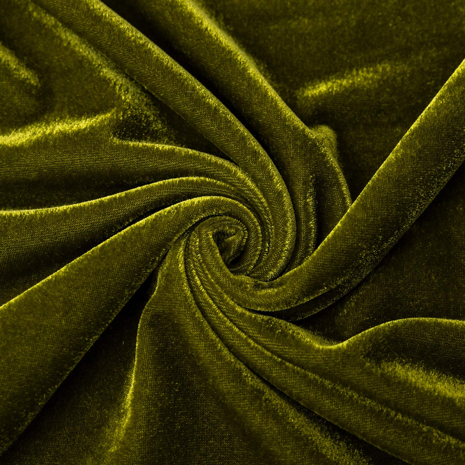 Glory Season velvet fabric detail in olive green highlight shine