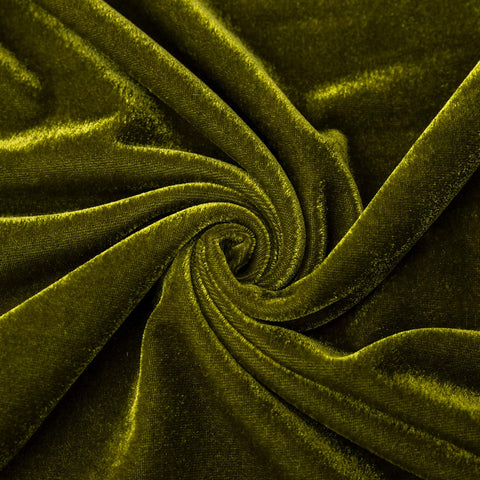 Glory Season velvet fabric detail in olive green highlight shine