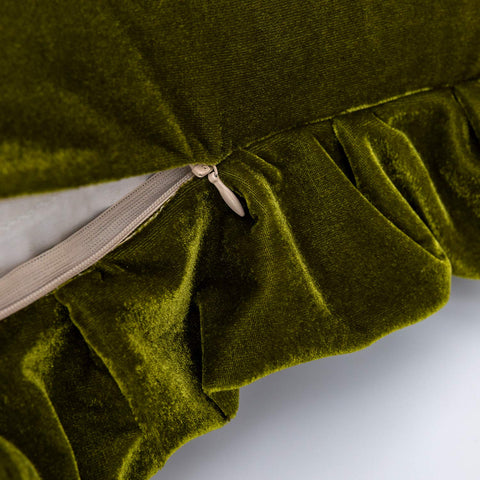 Glory Season olive green pillow covers in living room setup