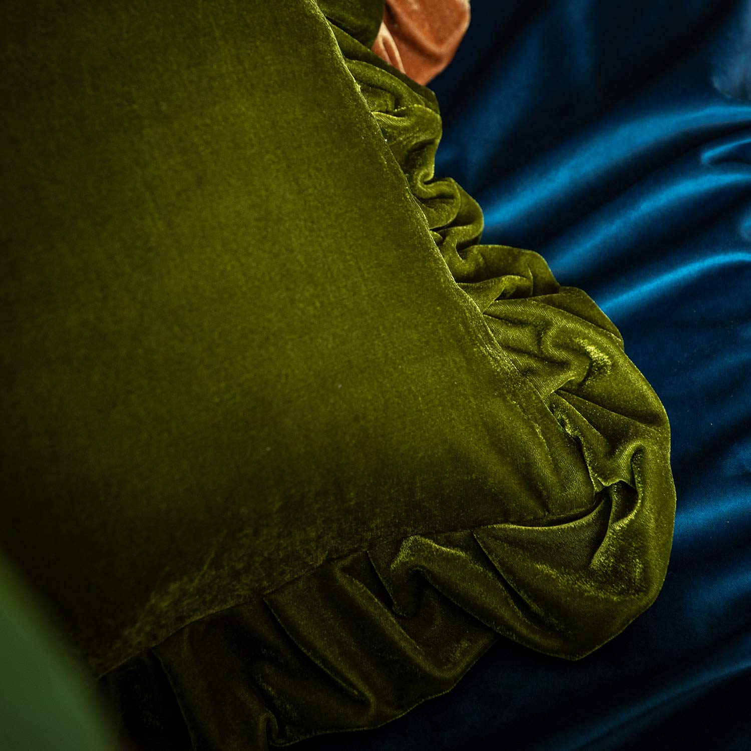 Glory Season 2-pack velvet pillow covers in olive green
