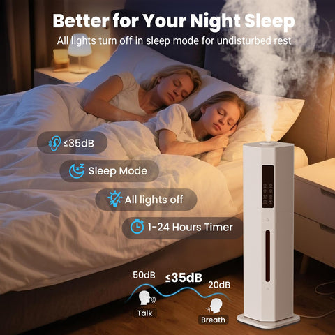 GloryAir humidifier 120-hour runtime for low-maintenance operation.