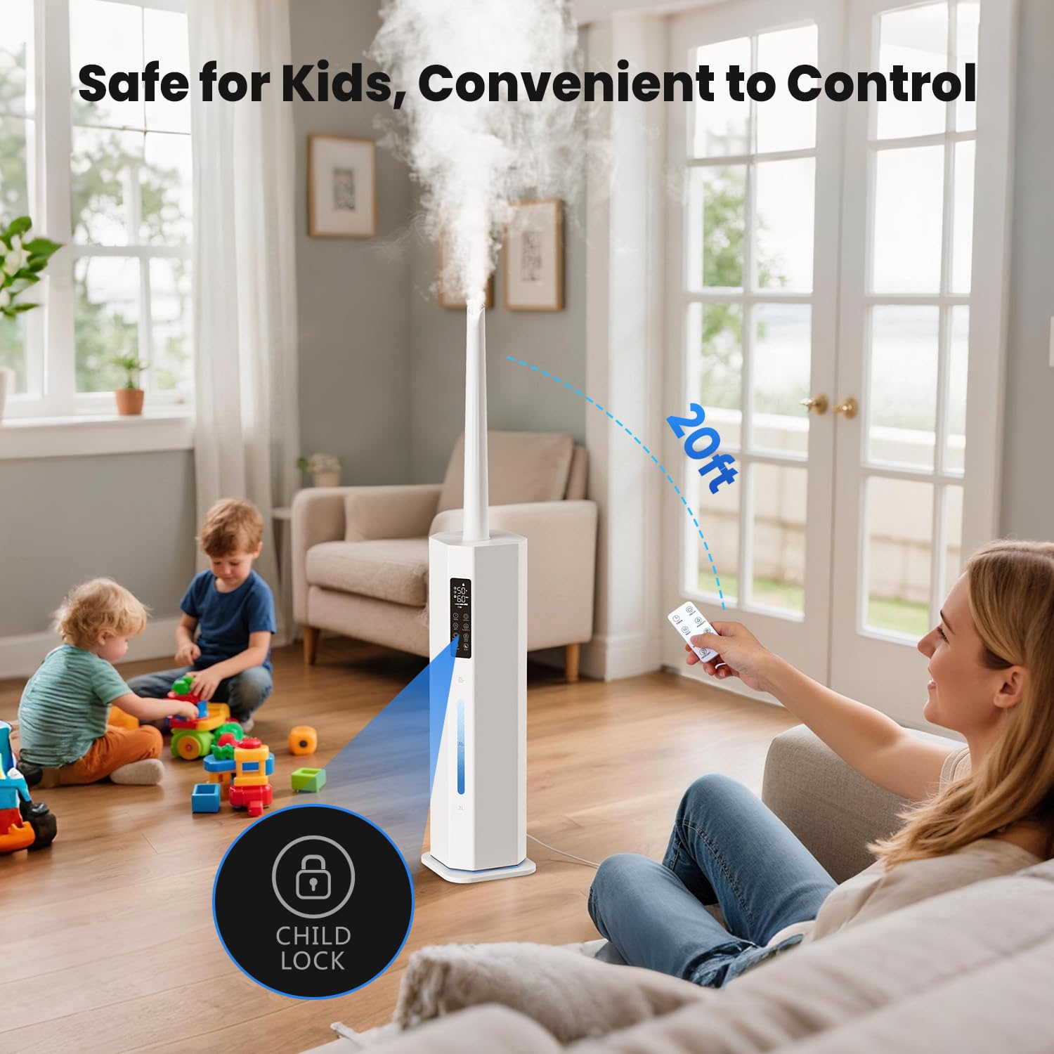 GloryAir humidifier 24-hour timer enables scheduled operation.