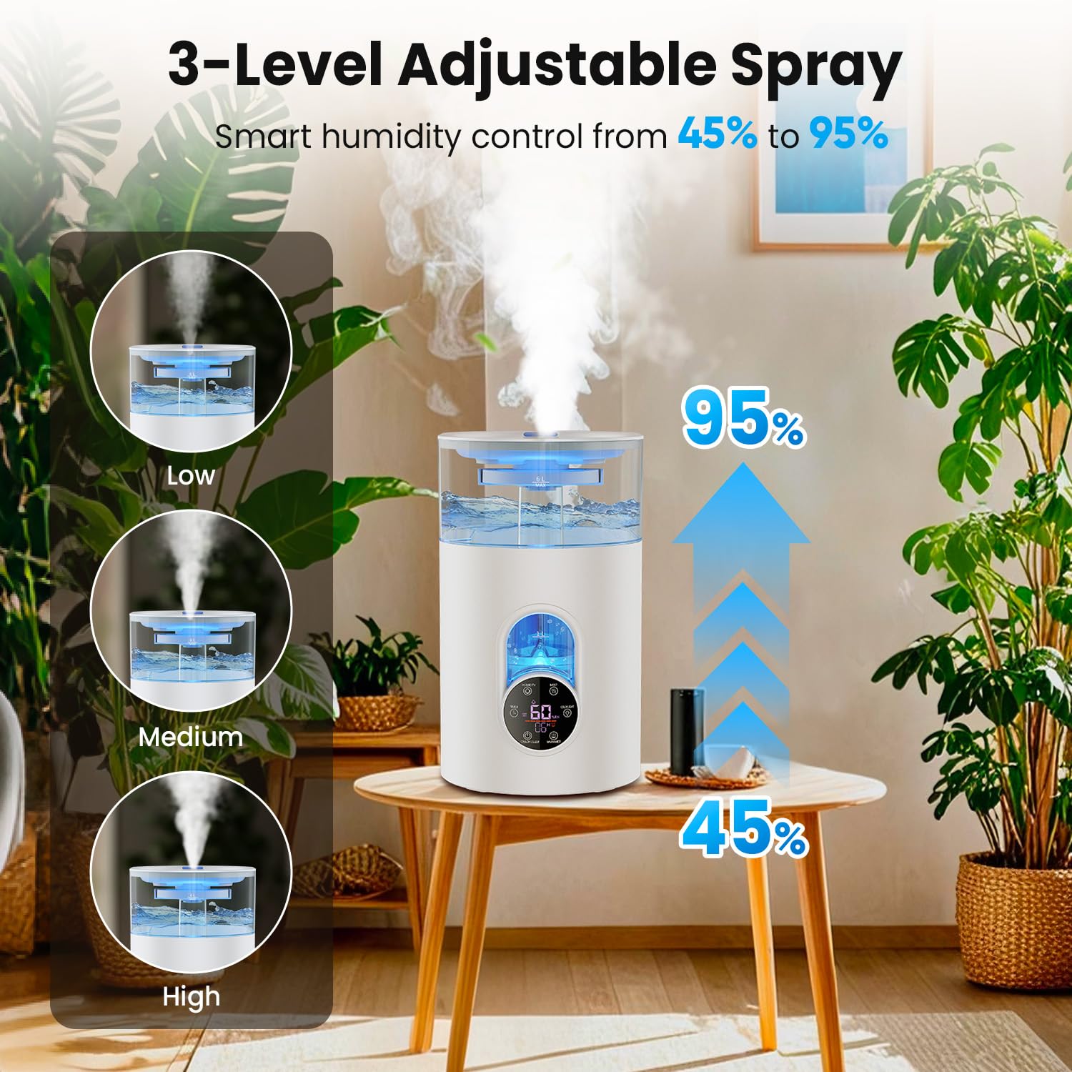 Remote control use for GloryAir humidifier in a cozy home setting