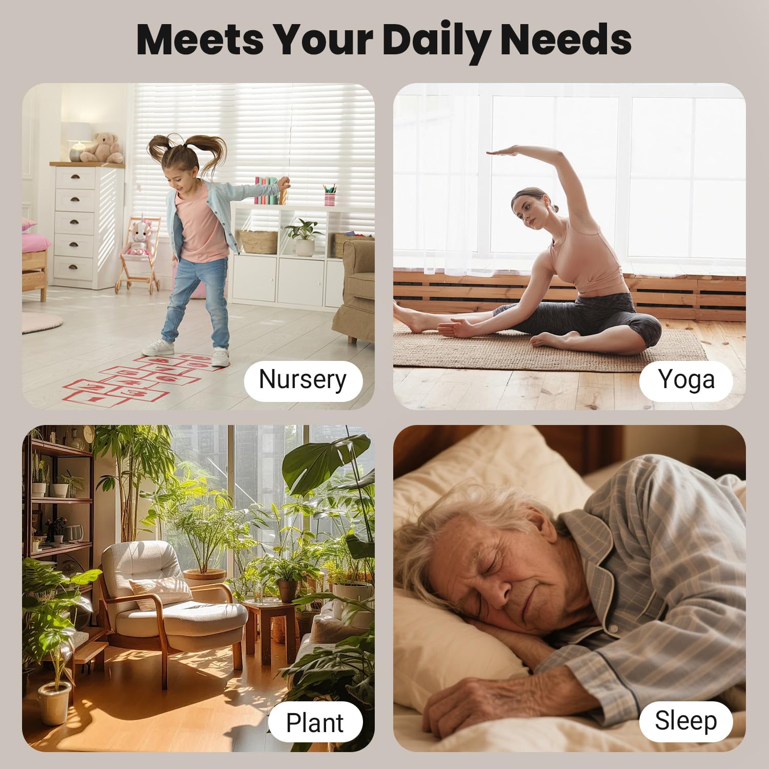 GloryAir humidifier sleep mode reduces light to support rest.