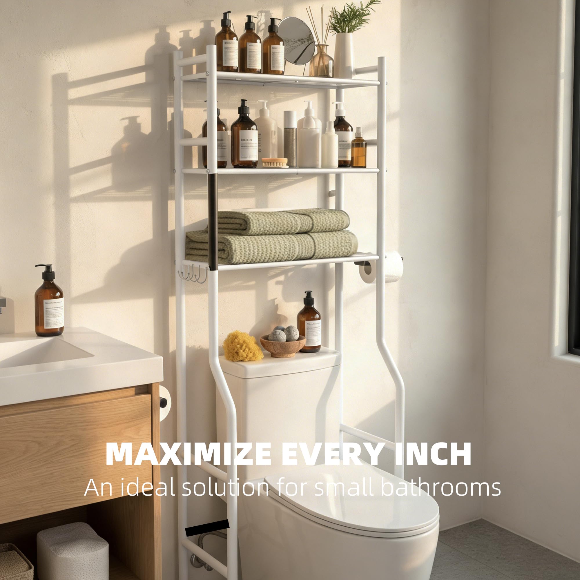 Anti-tilt safety kits keep the unit secure above the toilet.