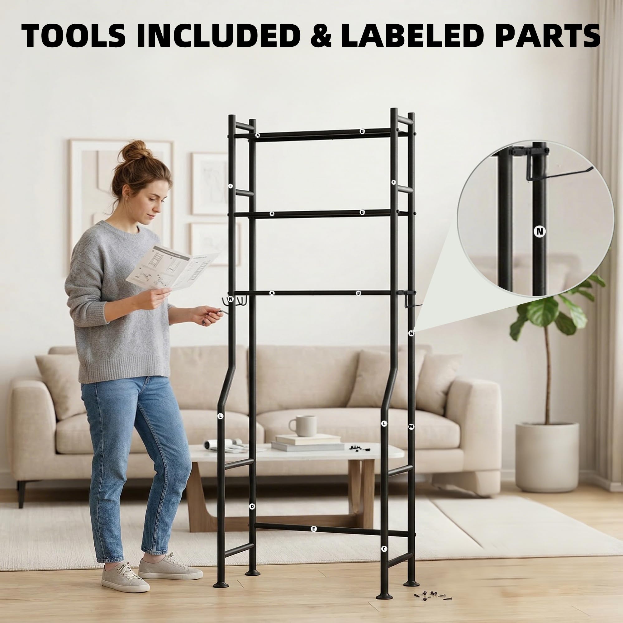 GloTika sleek black finish complements modern decor while organizing daily essentials.