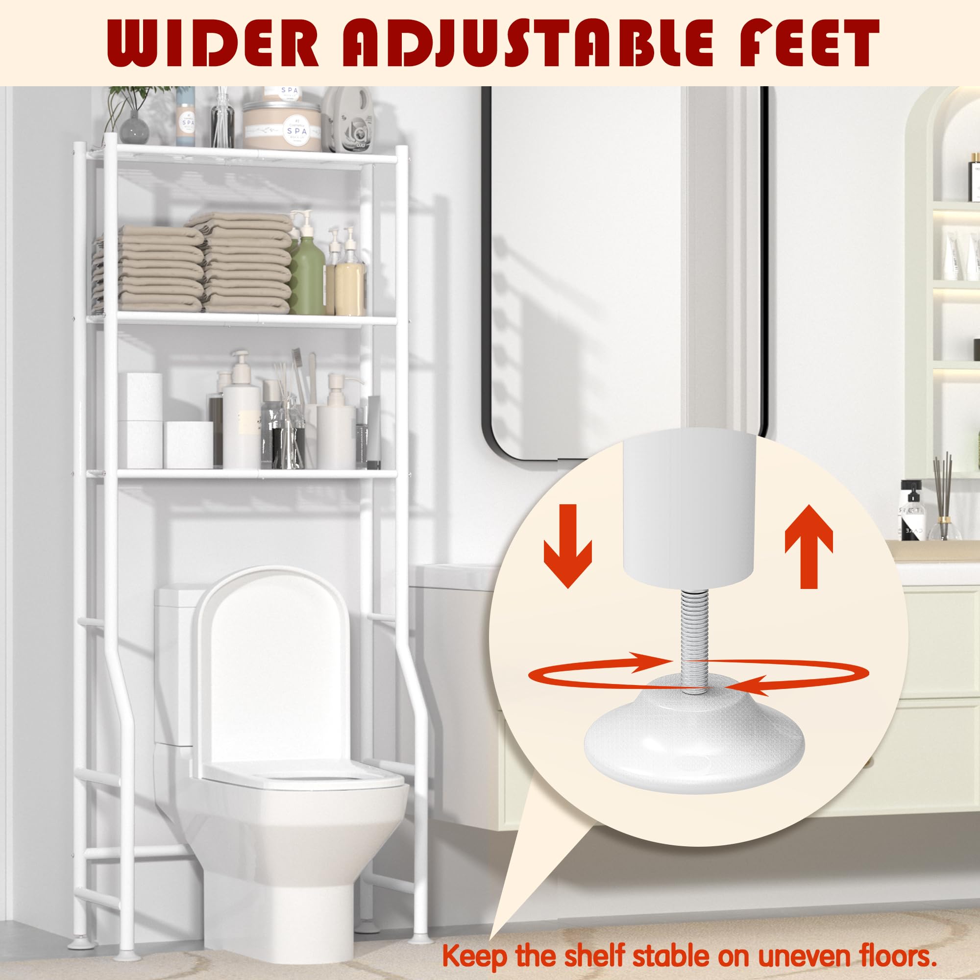 GloTika wall fixing and leveling feet stabilize the unit for safe storage