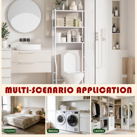 GloTika white bathroom storage fits compact spaces and frees counter space