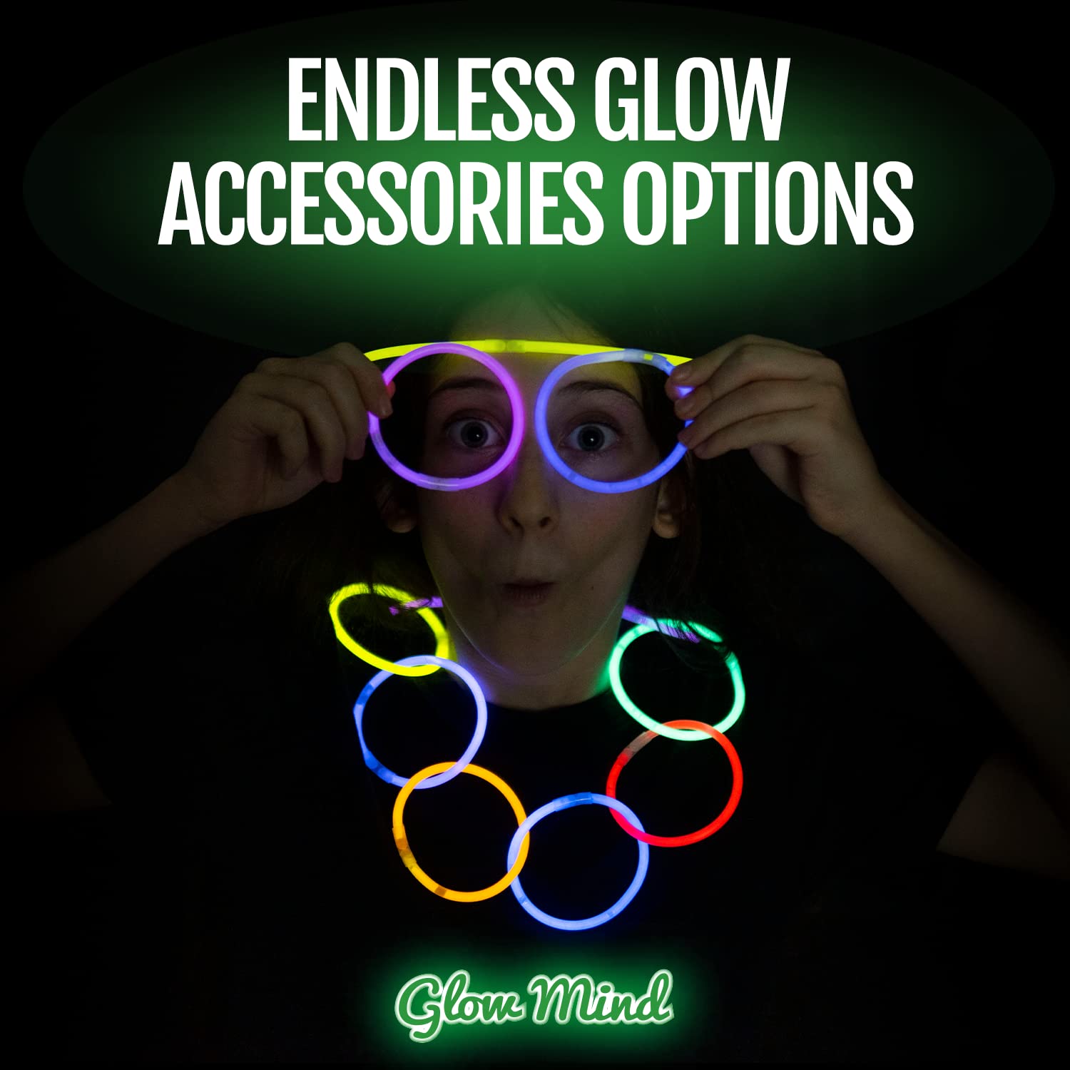 Glow Mind glow-stick connectors keep accessories secure during lively parties