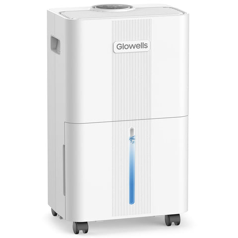 Glowells 1600-square-foot dehumidifier front view for flexible room placement