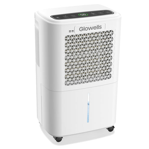 Glowells 34-pints dehumidifier in a large room reducing humidity efficiently.