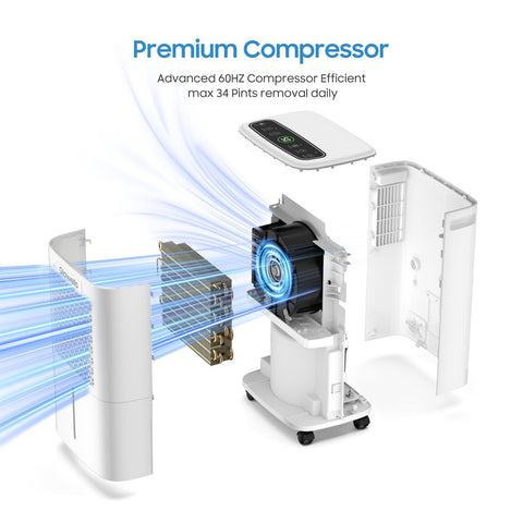 Glowells dehumidifier continuous mode uses drain hose for nonstop humidity control.