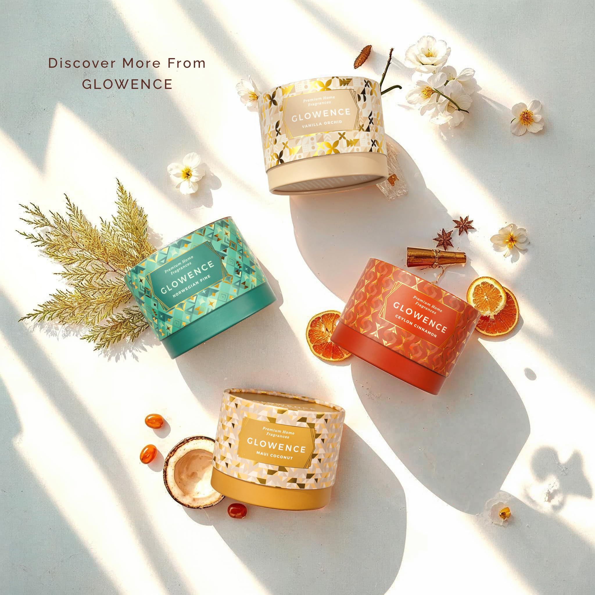 Glowence candle lasts up to 40 hours for extended home fragrance.