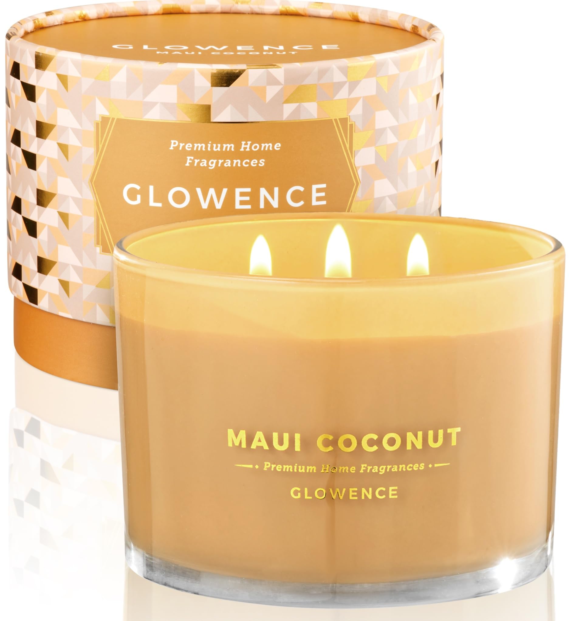 Glowence coconut candle 3wick jar – rich aroma for cozy living spaces.