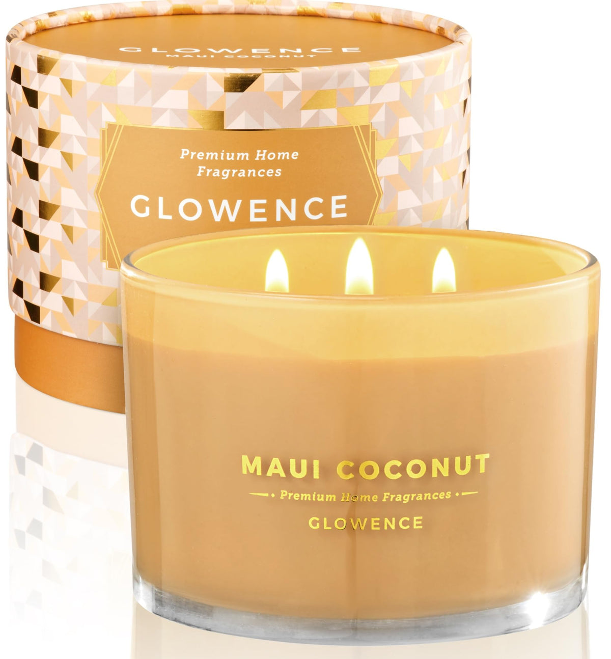 Glowence coconut candle 3wick jar – rich aroma for cozy living spaces.
