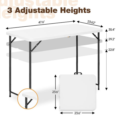 GlowitLian 3-level adjustable height for seated dining or standing tasks.