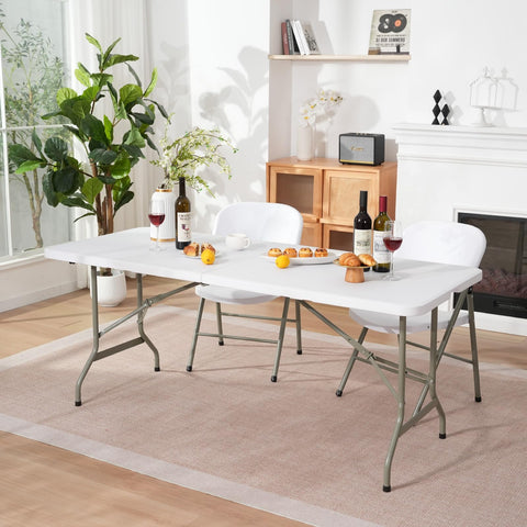 GlowitLian 6ft folding table with legs extended for a stable setup.