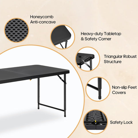 GlowitLian folding table cleans quickly with a damp cloth